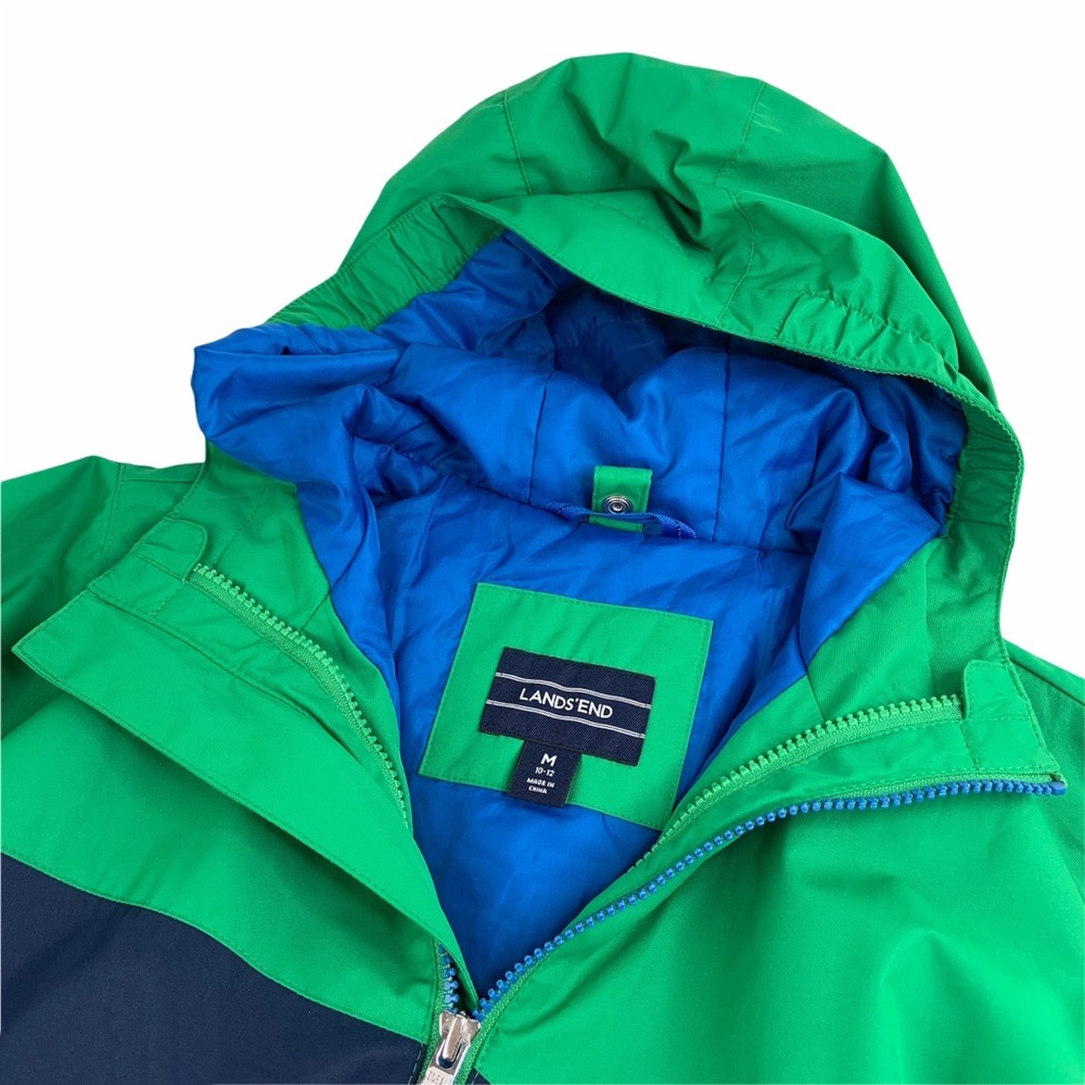 Lands End Zip Front Color Block Jacket Hooded - image 2